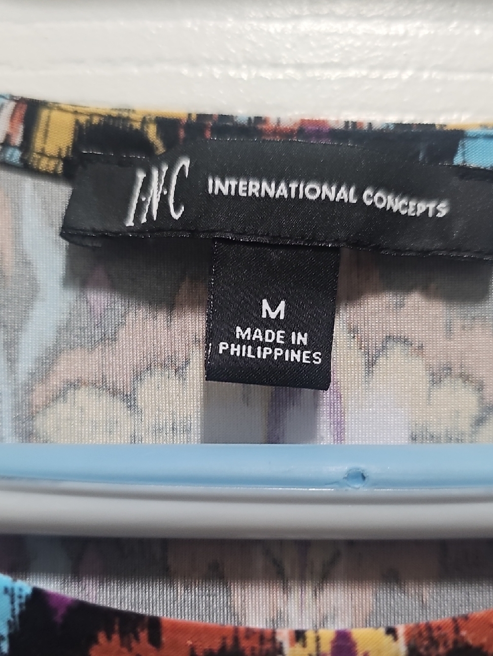 INC International Concepts Black Multi Ikat Tie-Front Tank - Picture 2 of 4